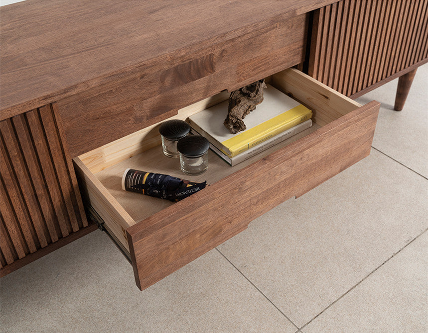 Catherine MARRIOTT TV Console Nordic Solid Wood Scandinavian Cabinet ( Colour Walnut, Natural )