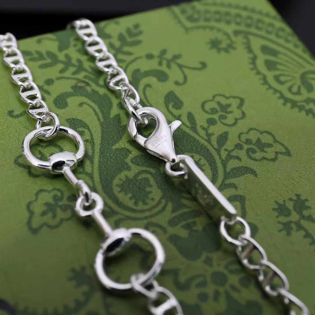 Gucci Pearl Charm Silver Necklace