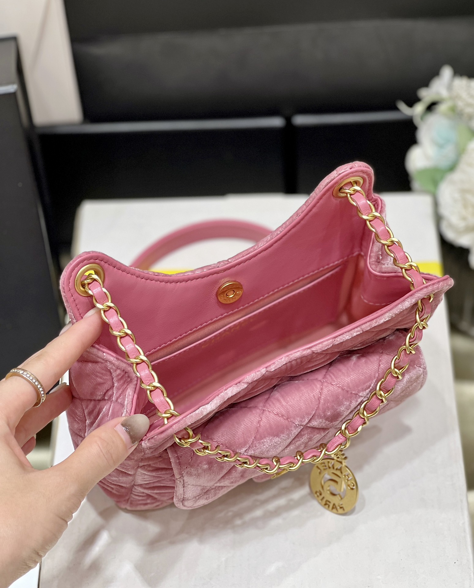 Chanel 23B velvet hobo AS4323