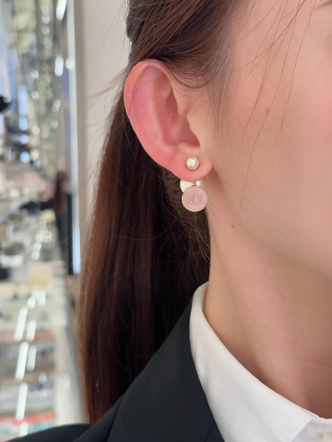 Dior Bee CD Resin Pearl Earrings