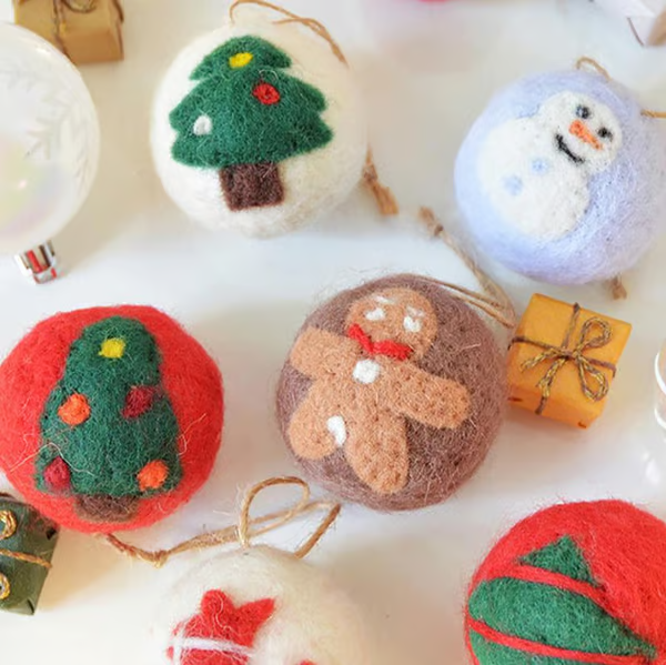 Snowflake Wool Felt Christmas Tree Baubles