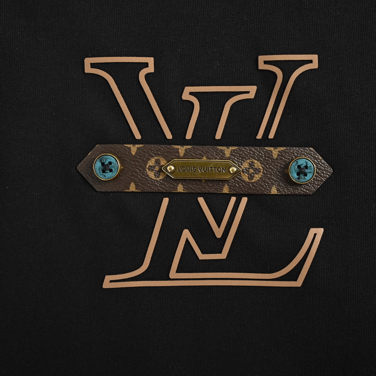 Louis Vuitton 25ss chest letter print monogram leather short sleeve