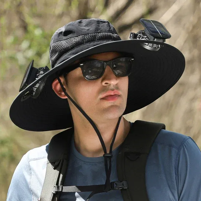 🔥EARLY SUMMER SALE 50% OFF⚡- Outdoor Wide Brim Sun Hat With Solar Fan