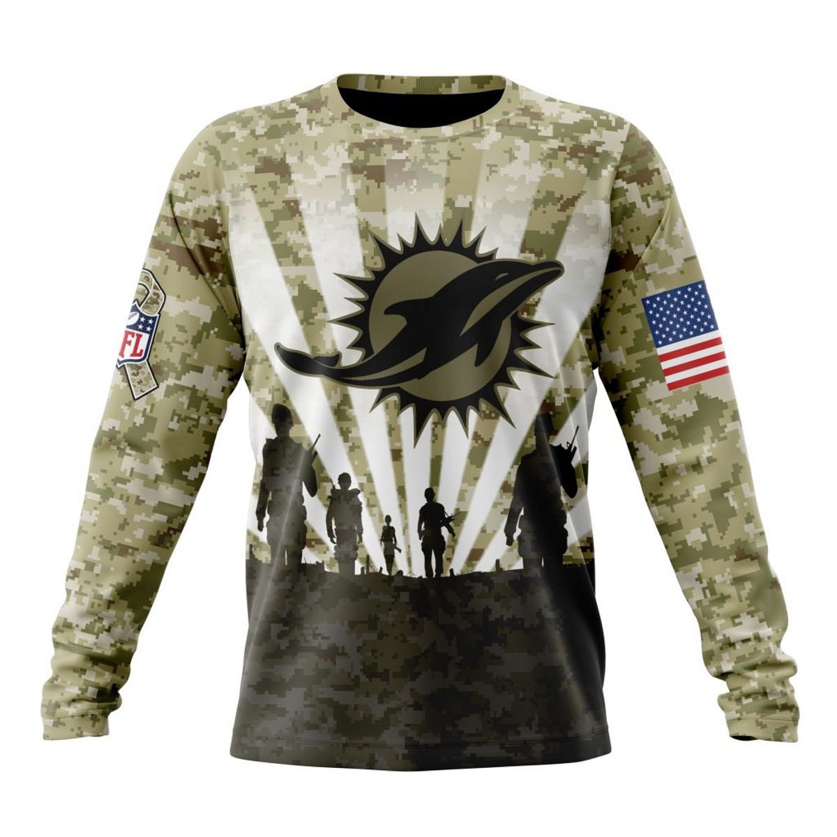 MIAMI DOLPHINS 3D HOODIE HONOR VETERANS