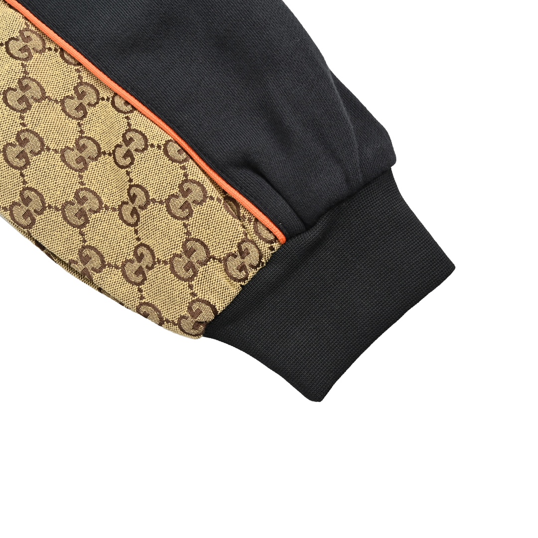 Gucci 24Fw monogram patchwork zip-up hooded jacket