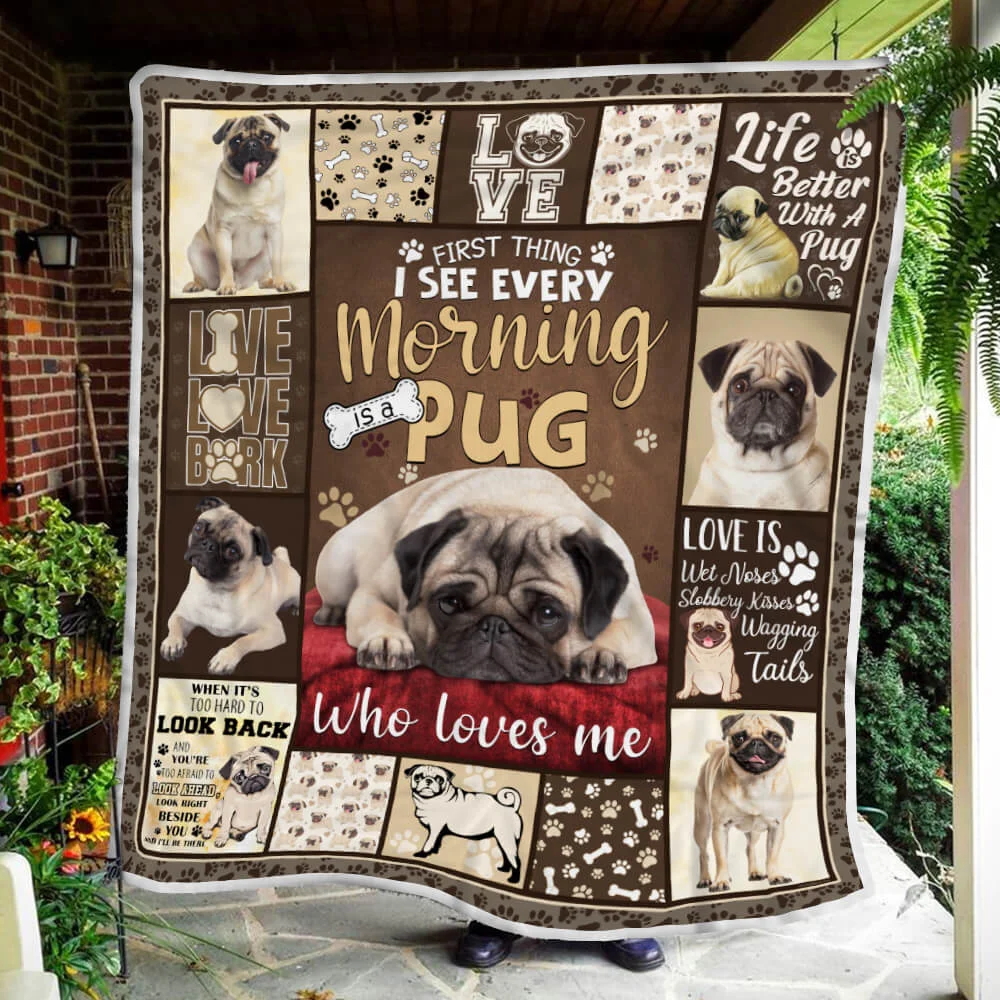 A Pug Who Loves Me Sofa Throw Blanket