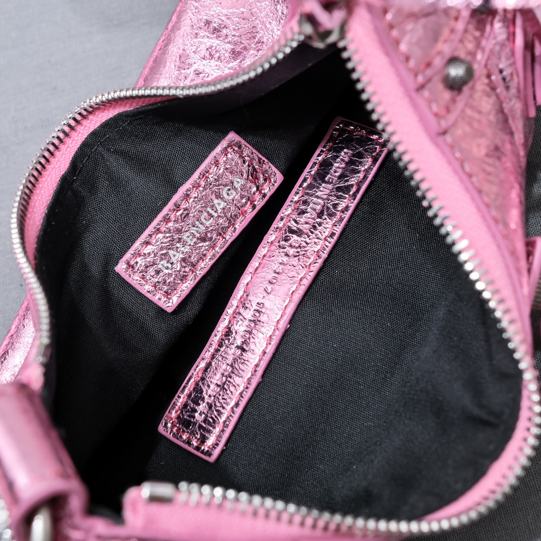 Balenciaga Crescent Bag Small Metallic Pink