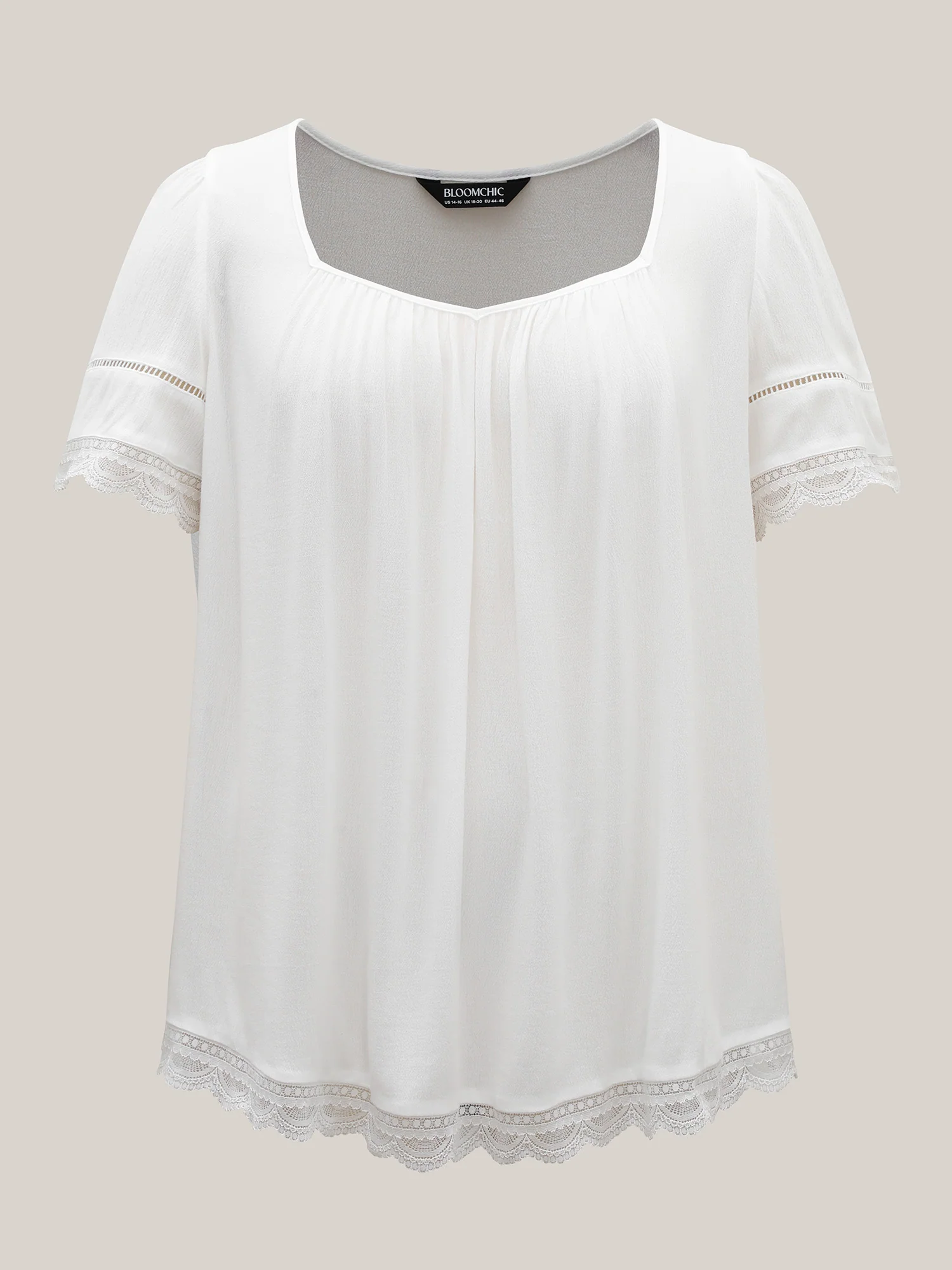 Rayon Flowy Lace Trim Solid Blouse