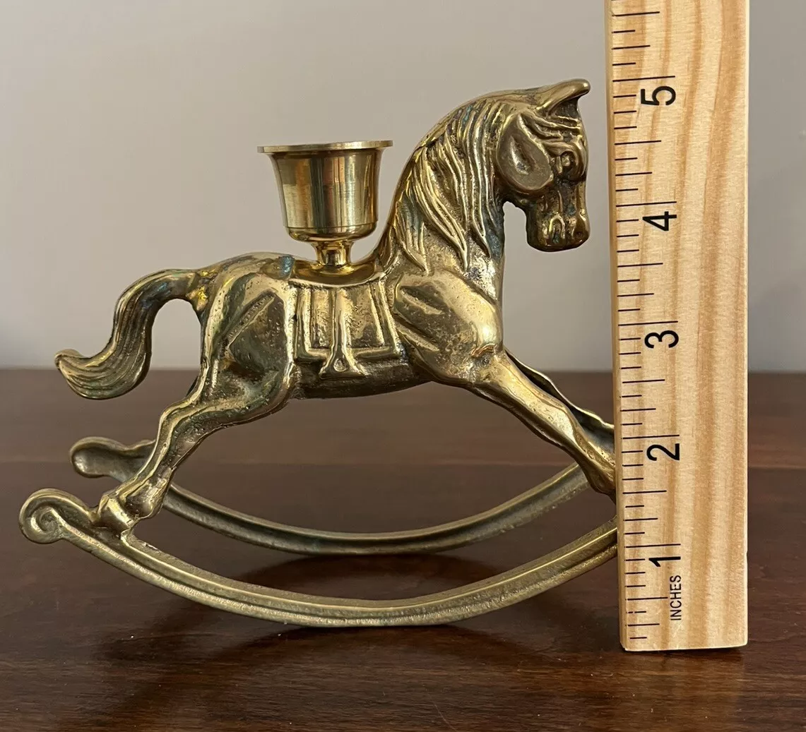 🐎🕎Vintage Brass Rocking Horse Candle Holder
