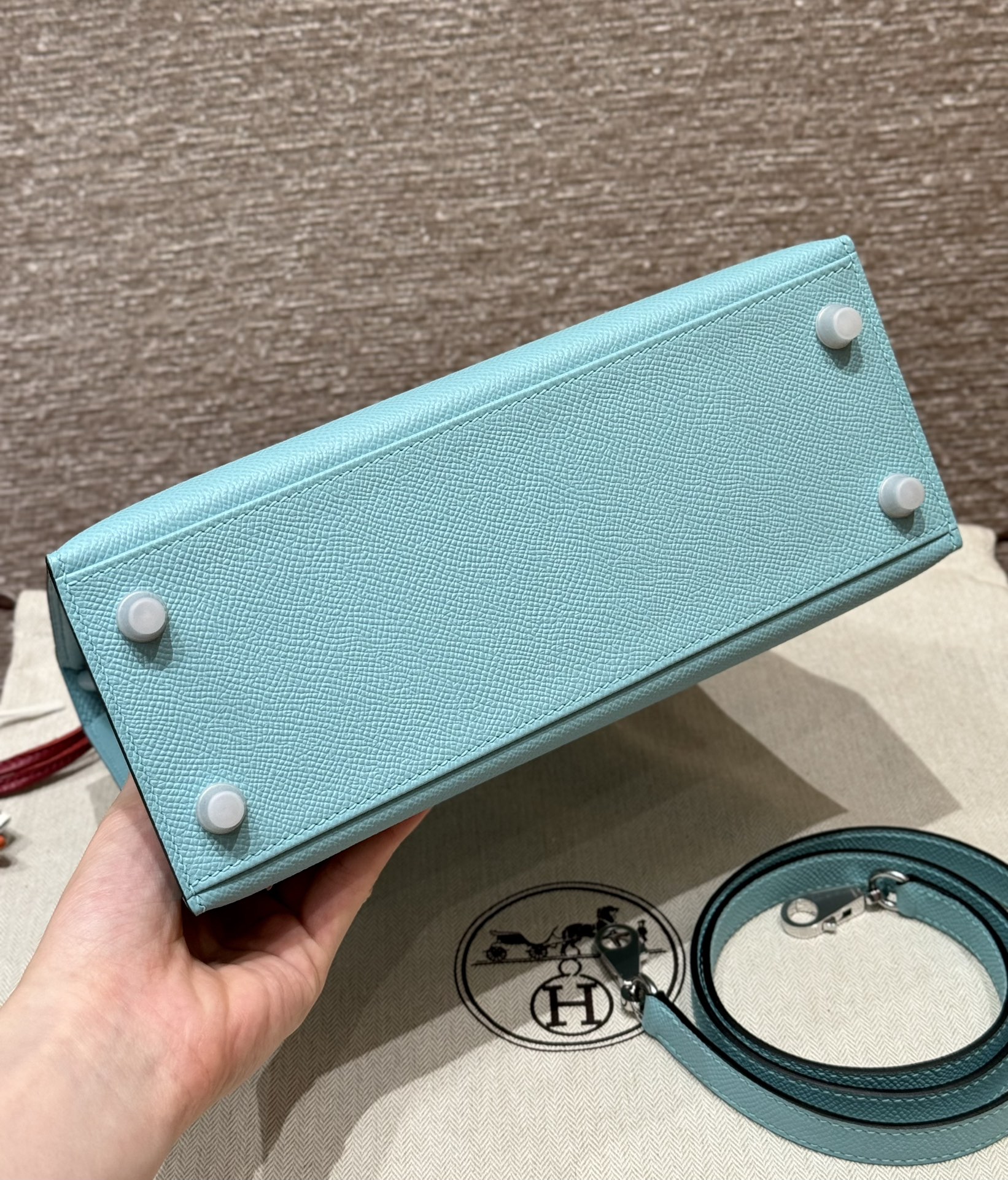 Hermes Kelly 3P Blue atoll handbag (handmade to order)