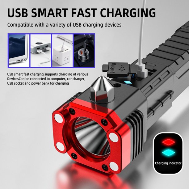 (🔥Last Day Promotion-SAVE 65% OFF)Rechargeable LED Multifunctional Portable Torch with Safety Hammer 70000 High Lumens-BUY 2 GET 10% OFF & FREE SHIPPING