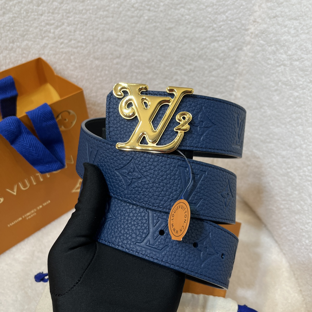Louis Vuitton Lychee Print Men's Double-Sided Belt 4CM Width
