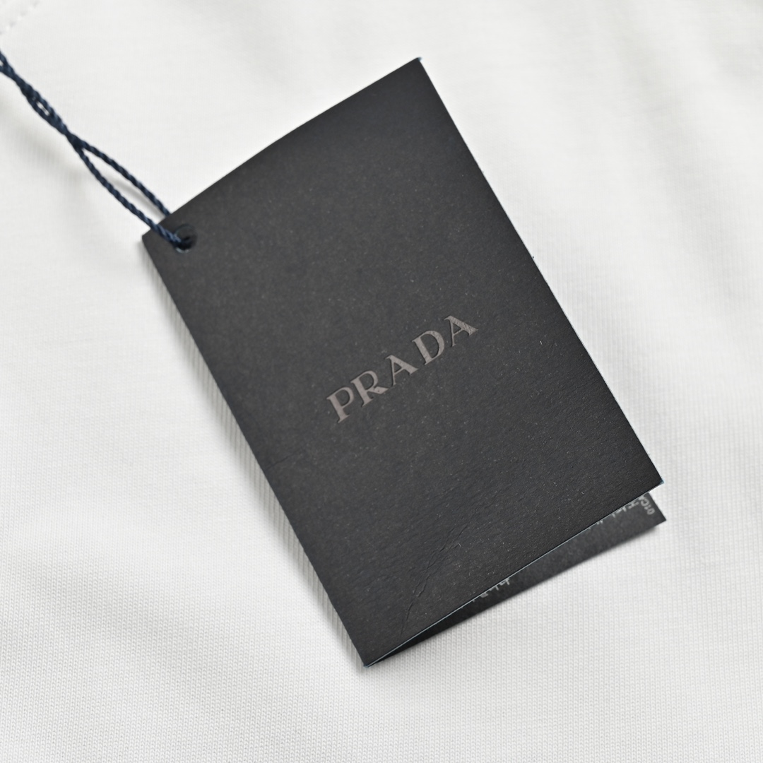 Prada 24ss toothbrush embroidered letter logo short sleeve