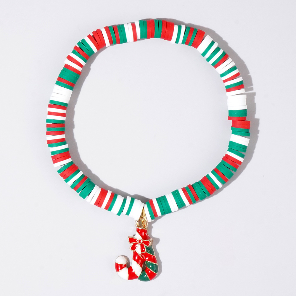 Christmas hand colored polymer clay beaded bracelet set gift