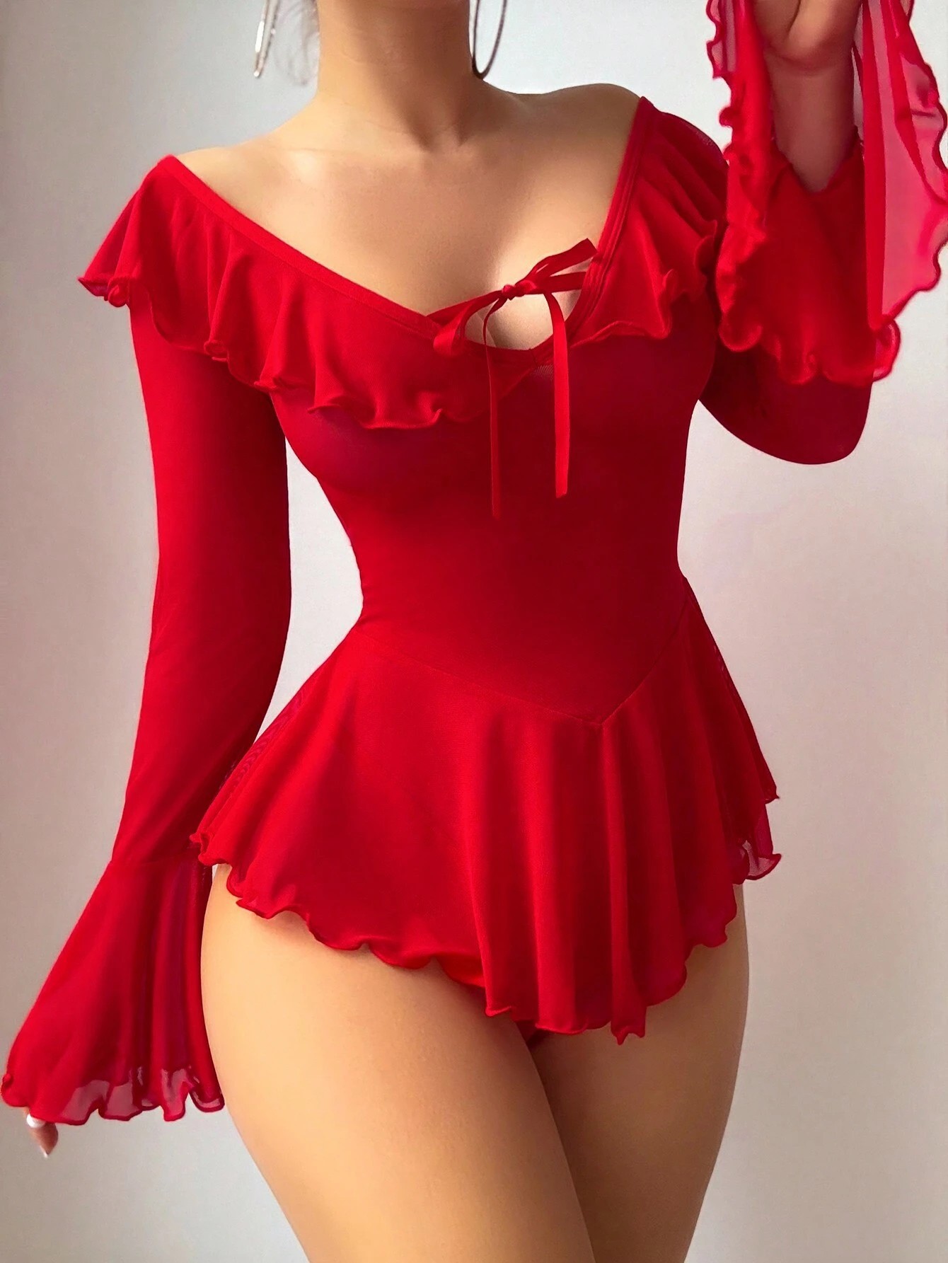 Sexy see-through mesh dress, alluring and innocent style, lingerie.