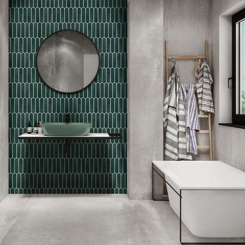 3D Forest Green Fish Scale Peel and Stick Wall Tile
