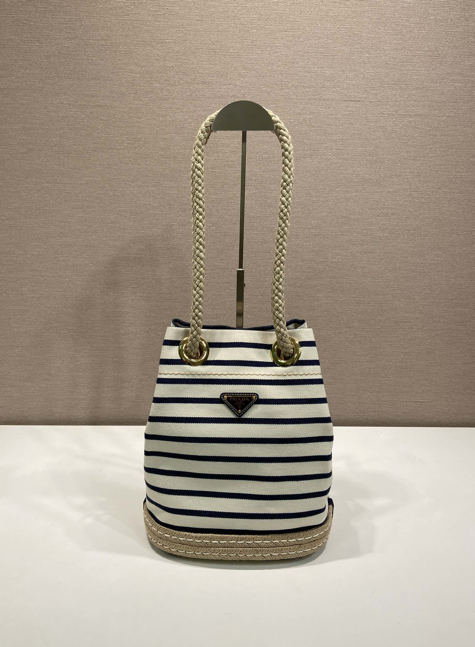 Prada New Striped Bucket Bag 1BE082