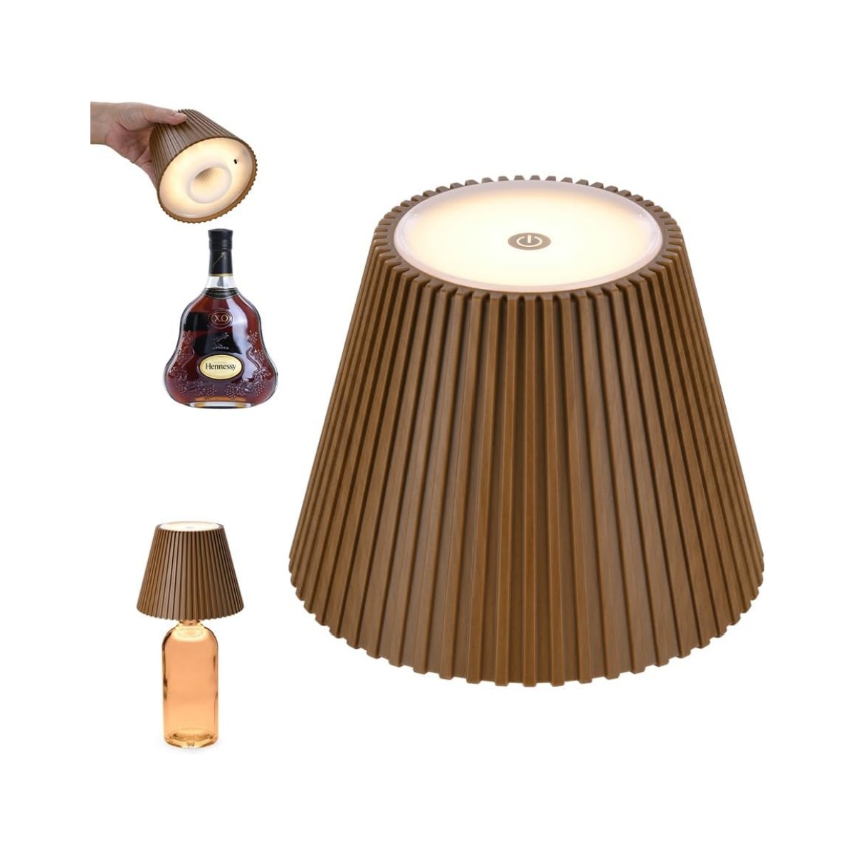 🔥Last Day 50% OFF🔥Wireless Bottle Lamp Shades for Table Lamps, 3-Level Brightness Rechargeable Touch Lamps