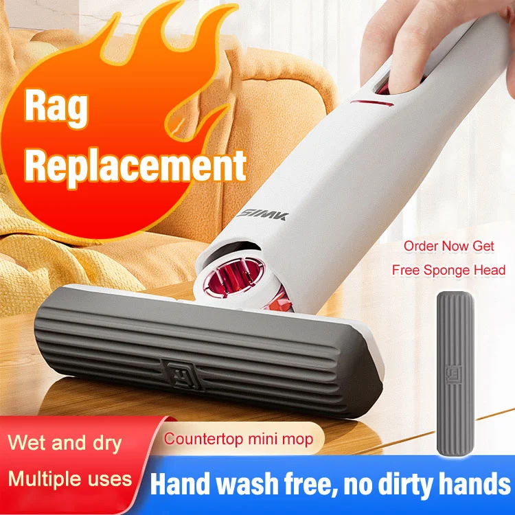 🔥Last Day Promotion-[SAVE 50% OFF]-2023 New Upgrated Portable Multifunctional Self-Squeeze Mini Mop Wet and Dry Dual-Use (1 Mop+2 Ecological cotton head)-BUY 2 GET 10% OFF & FREE SHIPPING