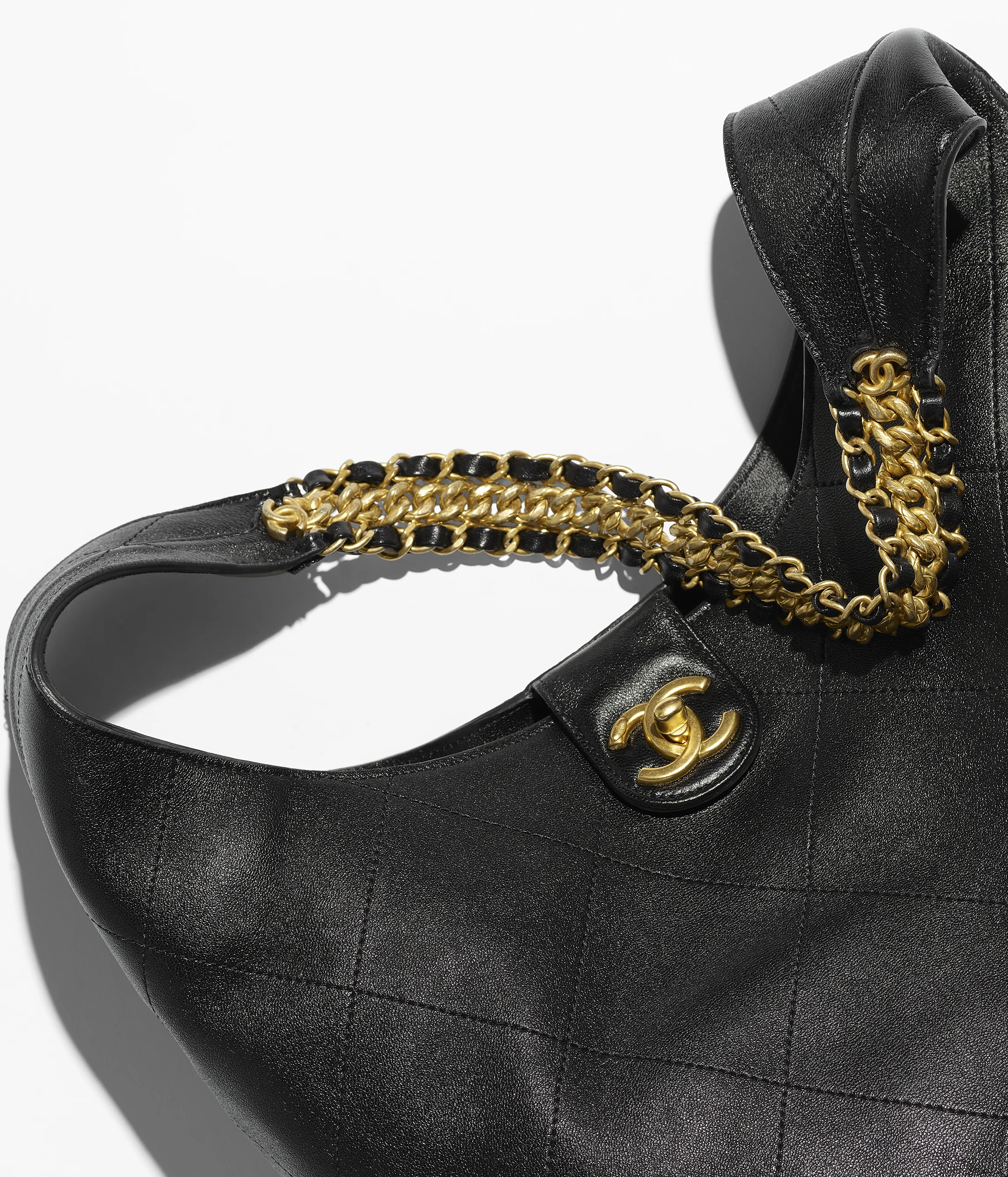 Chanel Large Hobo Bag Shiny Lambskin & Gold-Tone Metal Black AS5410-B19776-94305