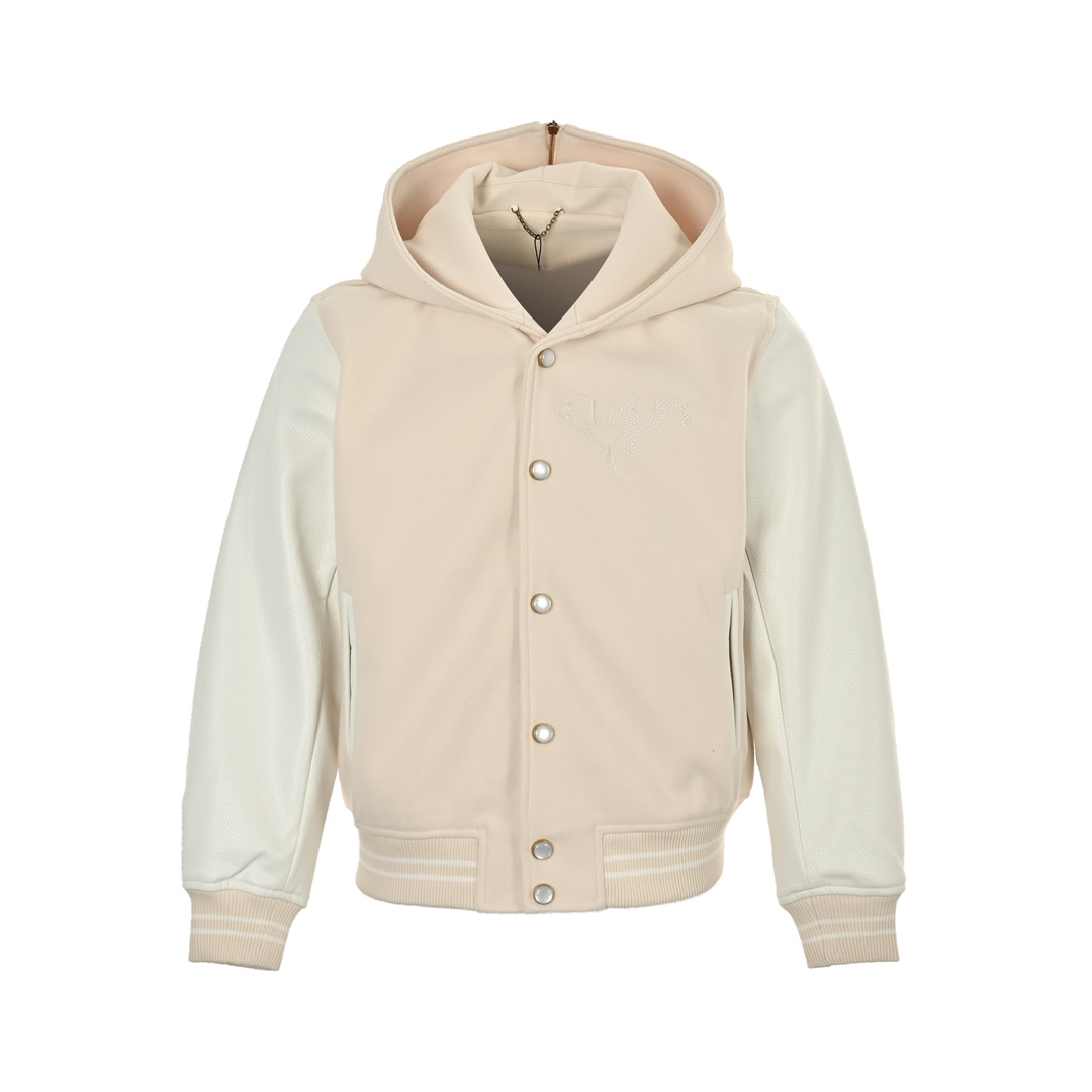 Louis Vuitton 24Fw Nautical Collection Pearl Embroidered Conch Hooded Baseball Jacket