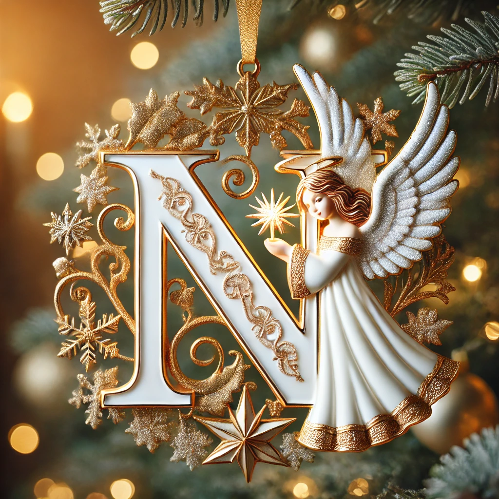 Angel Initial Christmas Ornaments