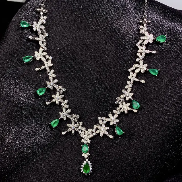 Emerald Tanzanite Silver 925 Jewelry Women's Gem Pendant 925 Sterling Silver Women's Luxury Necklace Free Christmas shipping