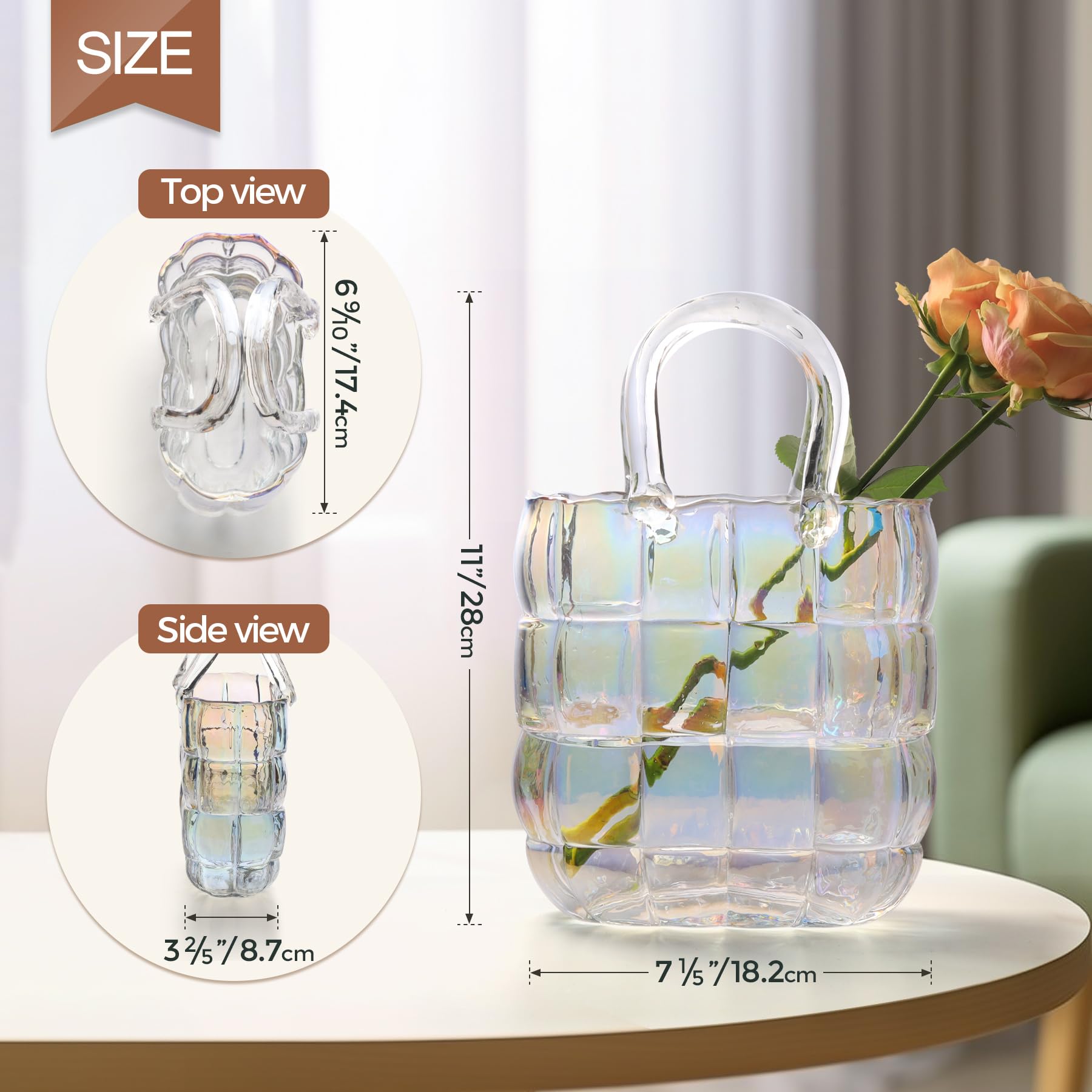 Handbag Colorful Vase for Decor, Unique Flower Vase