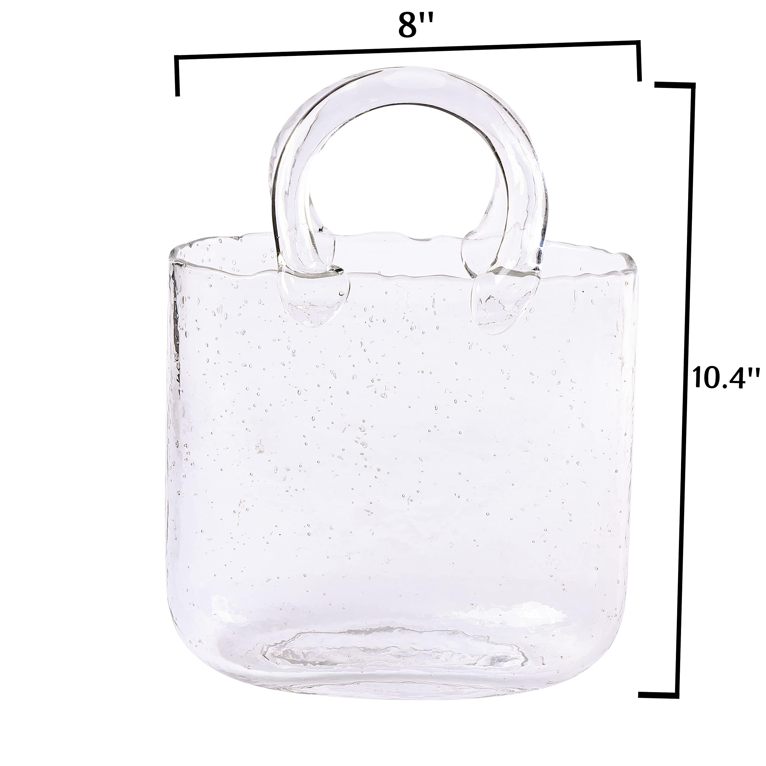 (Handmade) Pink Glass Bag vase -10 Inches- Clear