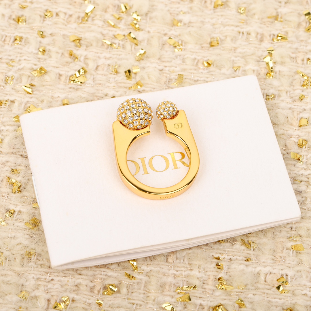 Dior large and small beads full diamond open ring