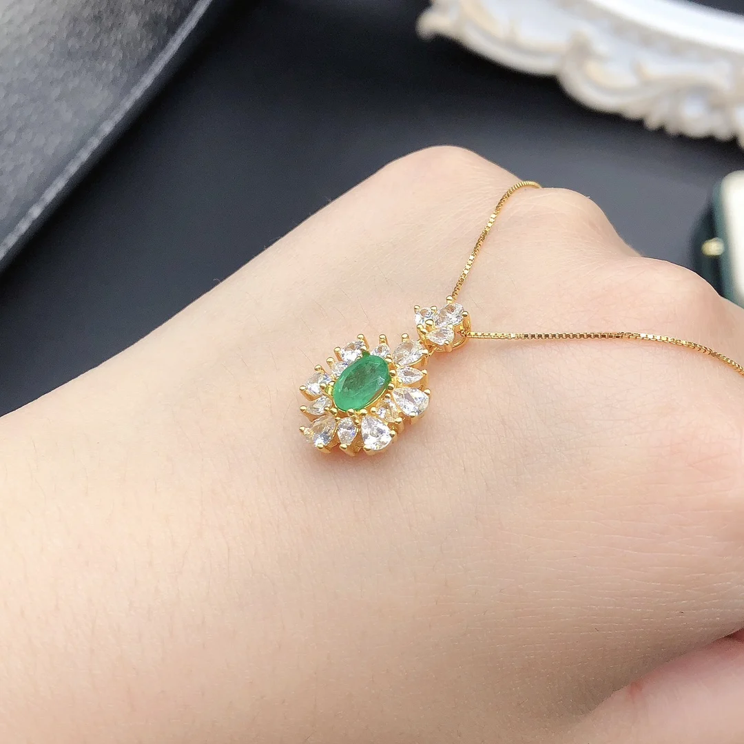 Natural Columbia Emerald Women's Necklace Christmas Pendant 925 Sterling Silver Necklace Gem Jewelry Certified Free Shipping