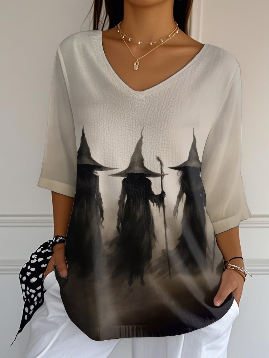 🔥Buy 3 Get 10% Off🔥Women'S Retro Horror Witch Print Shirt