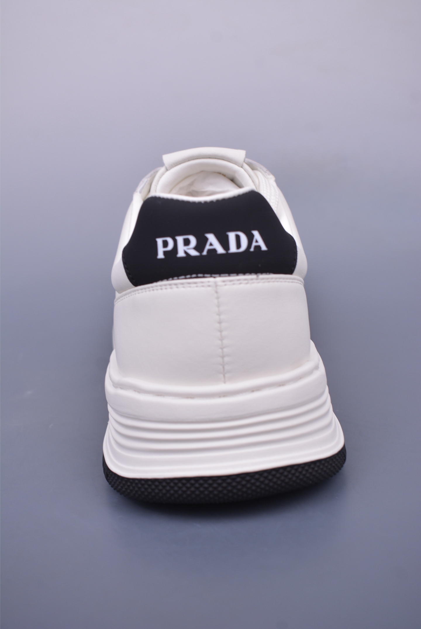 Prada PRAX 01 Triangle Logo Leather Sneakers Triangle Series Sports Shoes White Black 3D937M