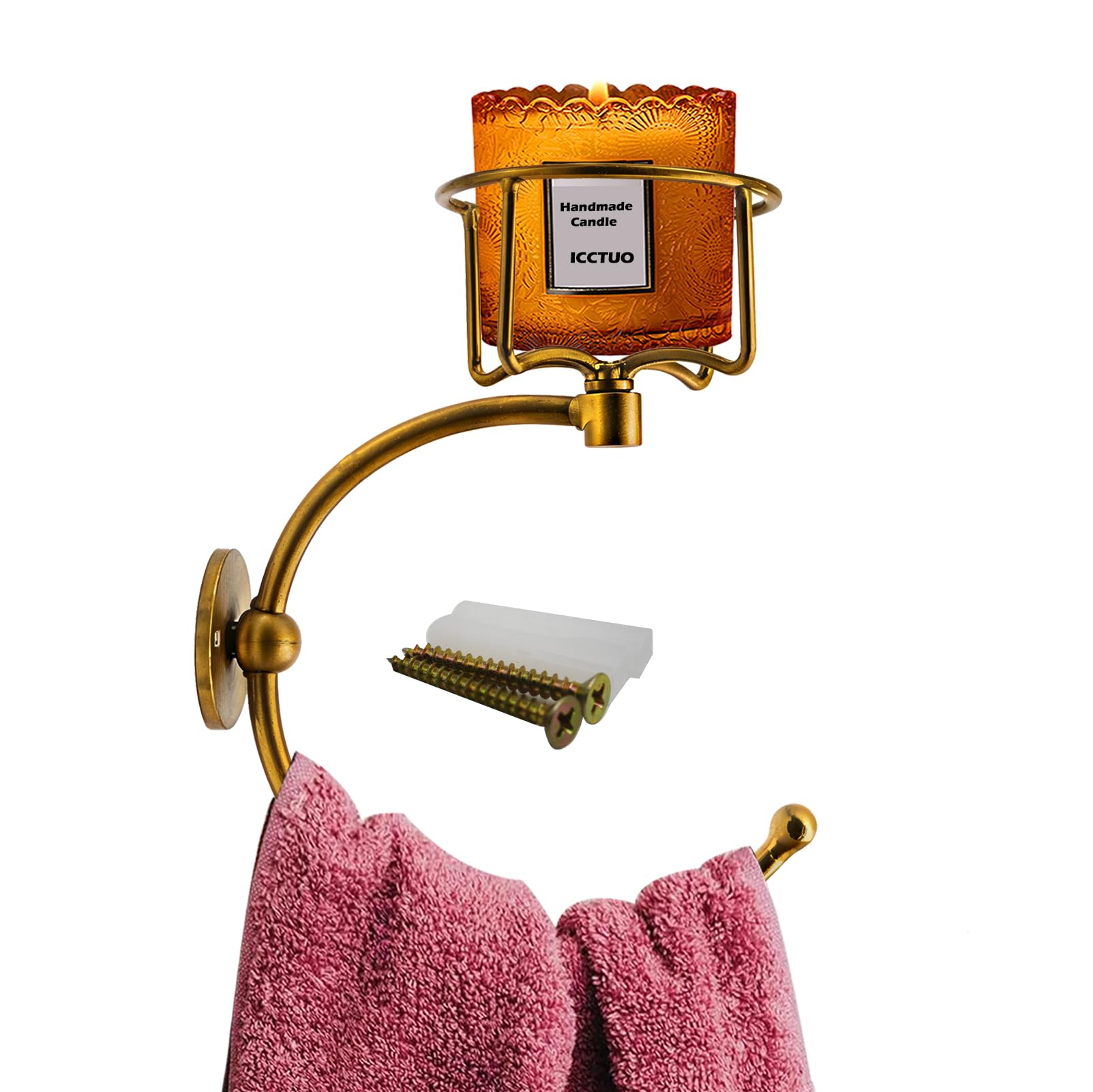 💗🎁 Mother's Day Gift - Rustic Towel Ring with Elegent Candle Holder