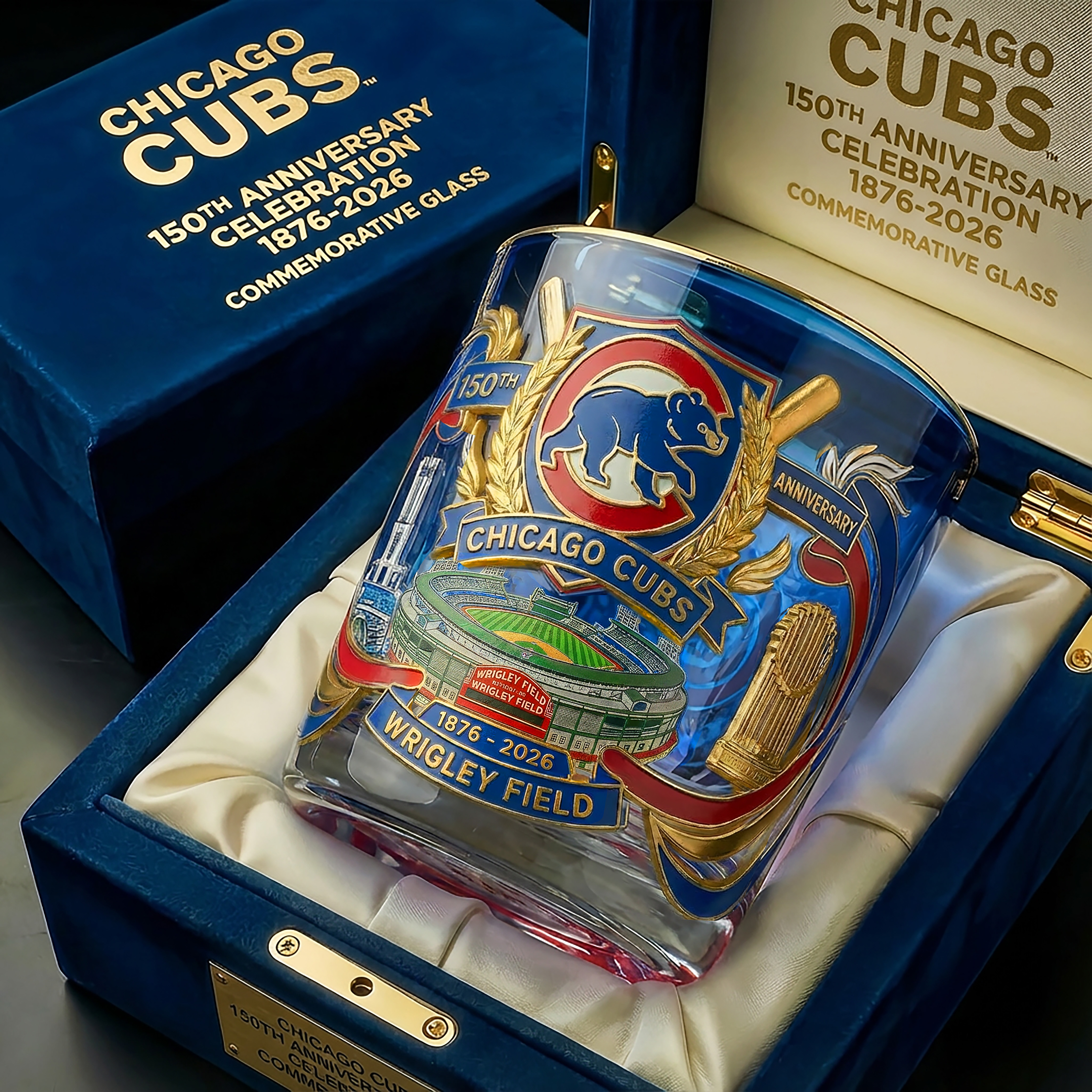 🏆Chicago Cubs 150th Anniversary Whiskey Glass