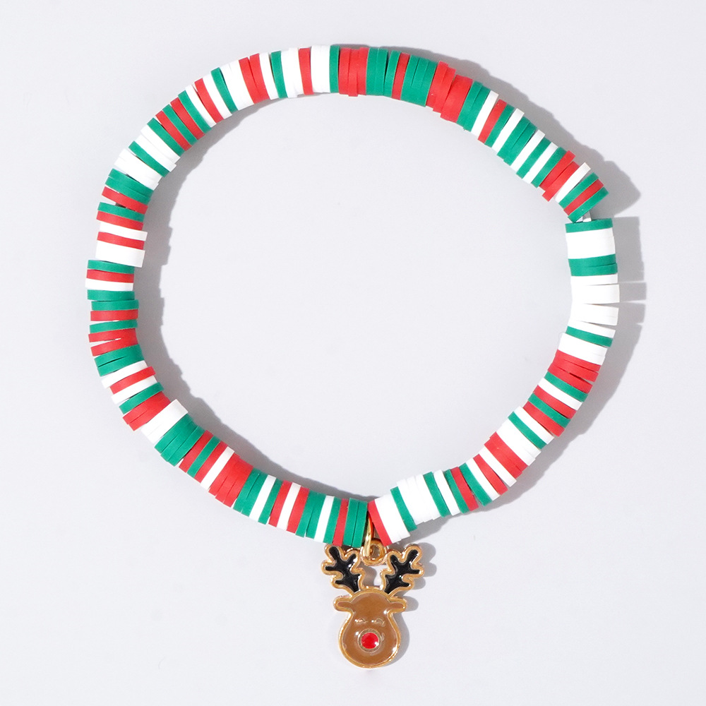 Christmas hand colored polymer clay beaded bracelet set gift