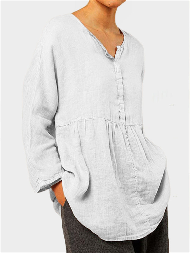 Comfy A Line Pleated Button Up Tunic