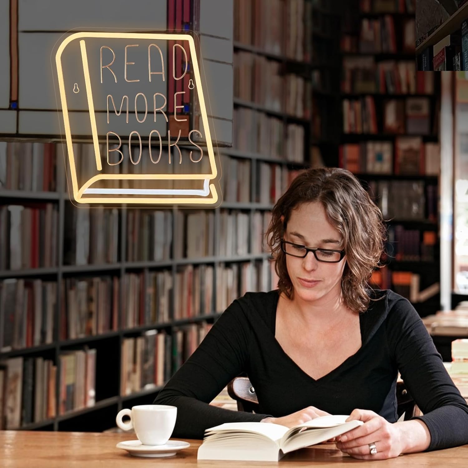 💖Last Day 49% OFF💖Dimmable Book Neon Lights - Read More Books