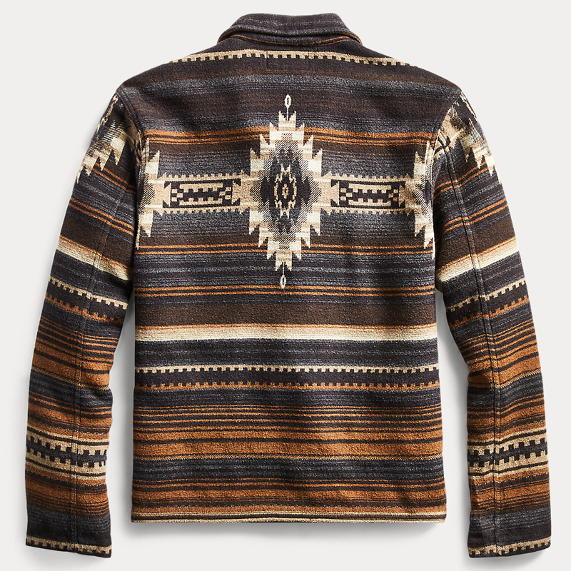 Vintage Ethnic Totem Print Wool Blend Shirt Jacket