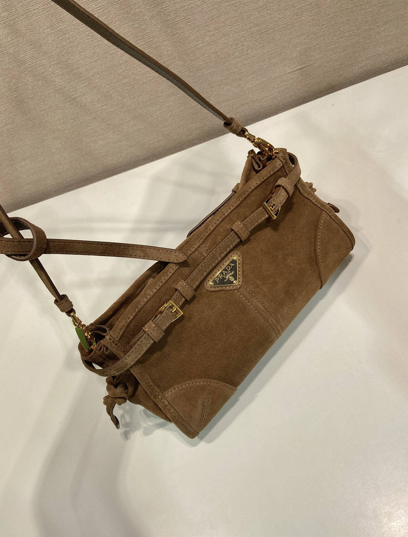 Prada LusSolf Suede Crossbody Bag 1BA215