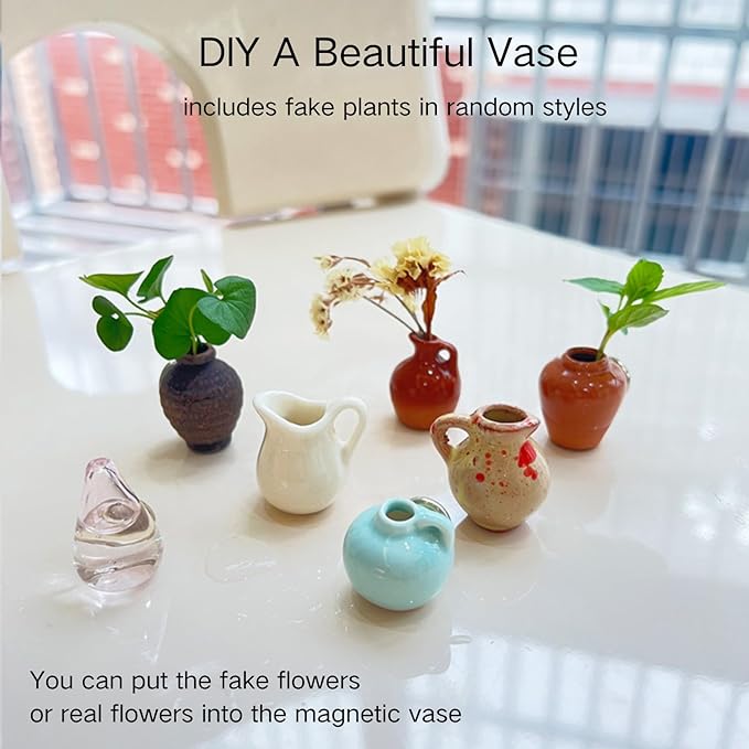 🍁🍁Cute ceramic vase magnetic refrigerator magnet