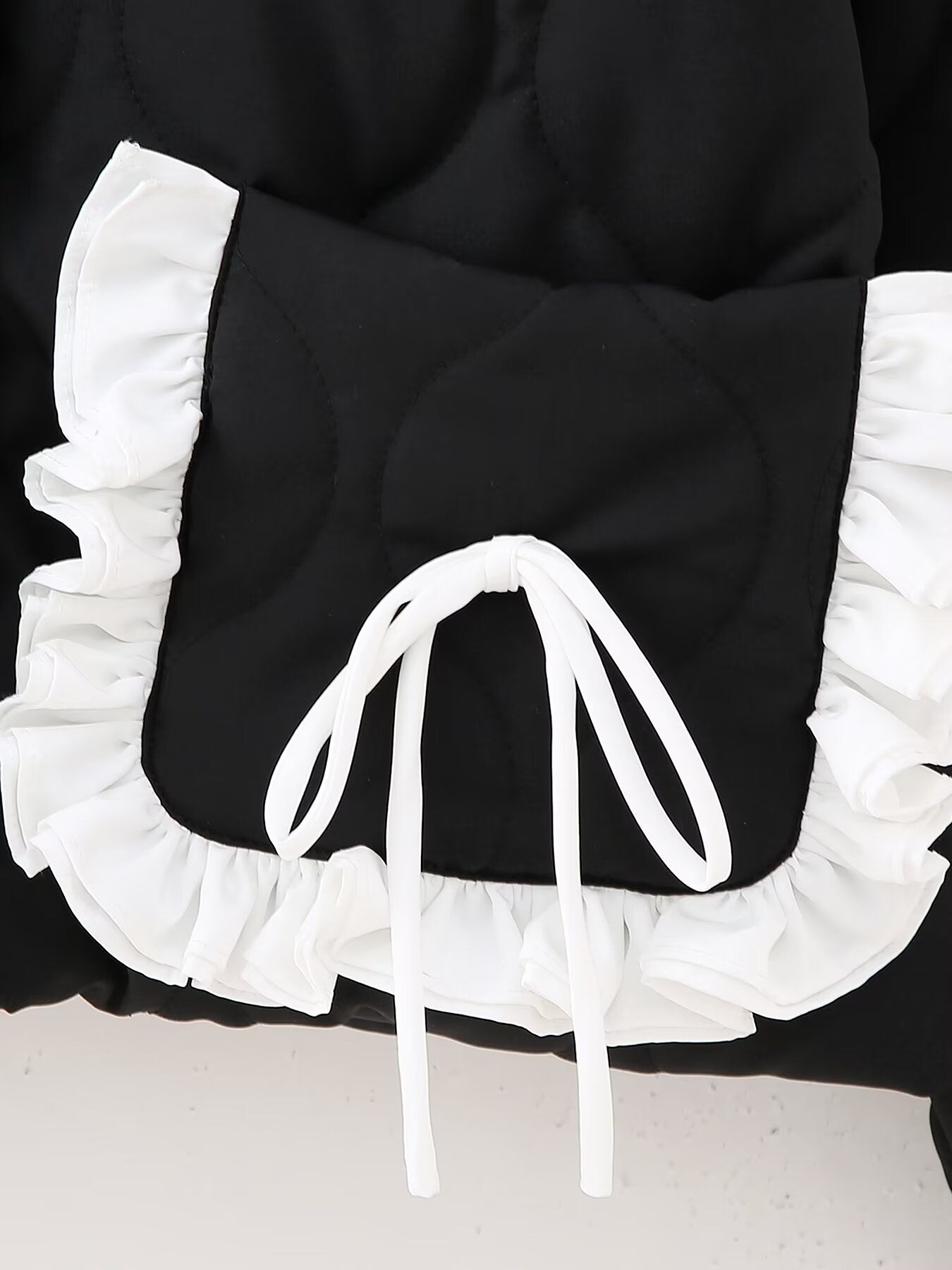 Spring Women Clothing Bowknot Pocket Decoration Stand up Collar Cotton Padded Coat