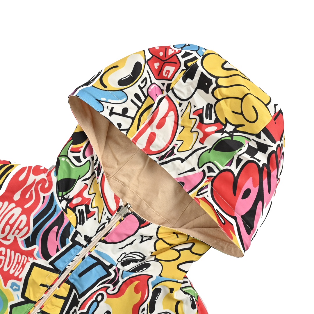 Gucci 24Fw Heart Cherry Fun Graffiti Reversible Jacket