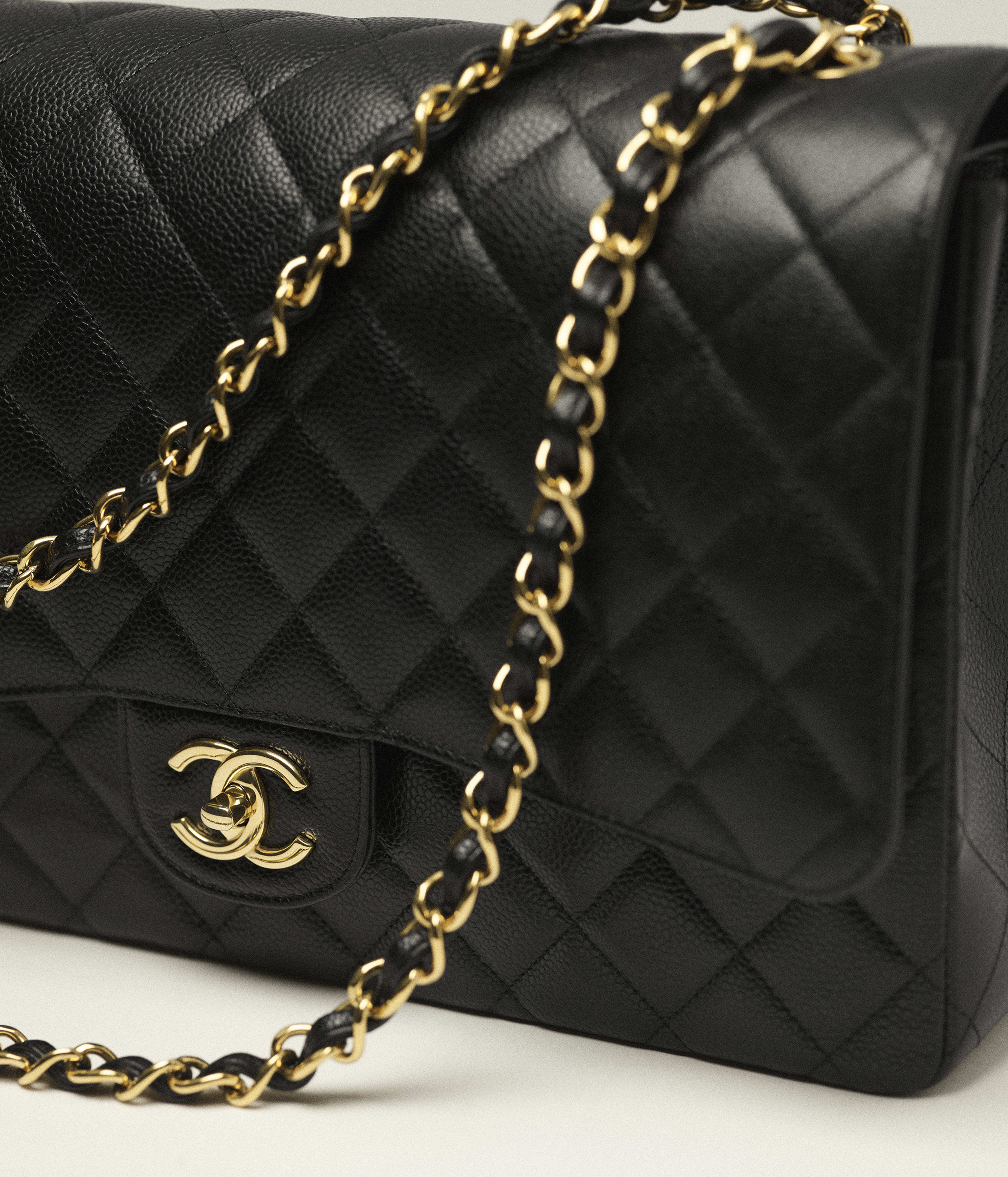 Chanel Maxi Classic Bag Grained Calfskin & Gold-Tone Metal Black A58601-Y01864-C3906
