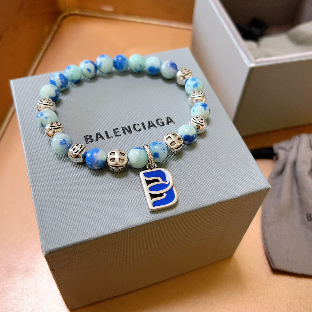 Balenciaga Natural Stone Thai Silver Style Bracelet