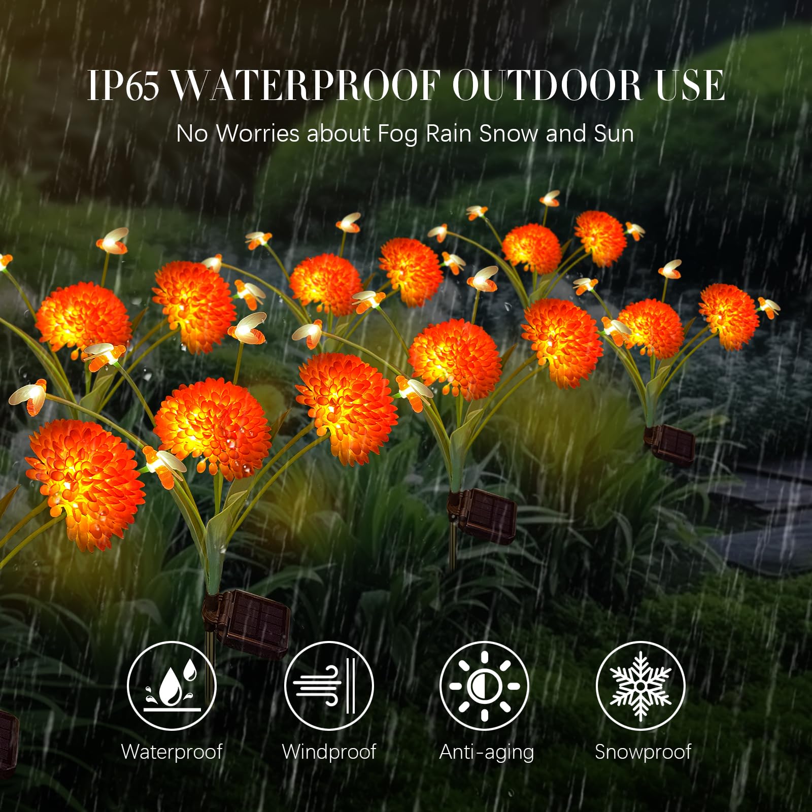 💥ON SALE💥Solar Swaying Bee Lights with Flowers, Waterproof Outdoor Garden Decor🐝🌸