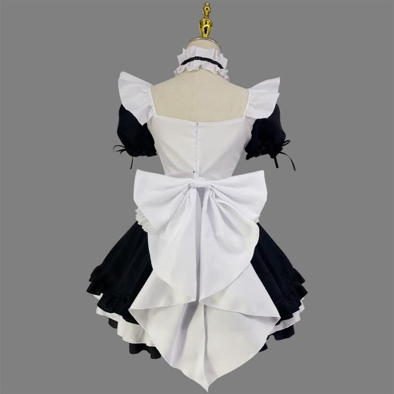 Off Shoulder Bow Knot Lace Up Maid Dress Lingerie
