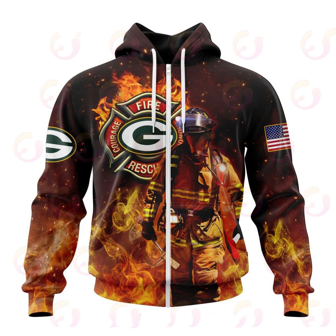 GREEN BAY PACKERS HONOR FIREFIGHTERS – FIRST RESPONDERS 3D HOODIE