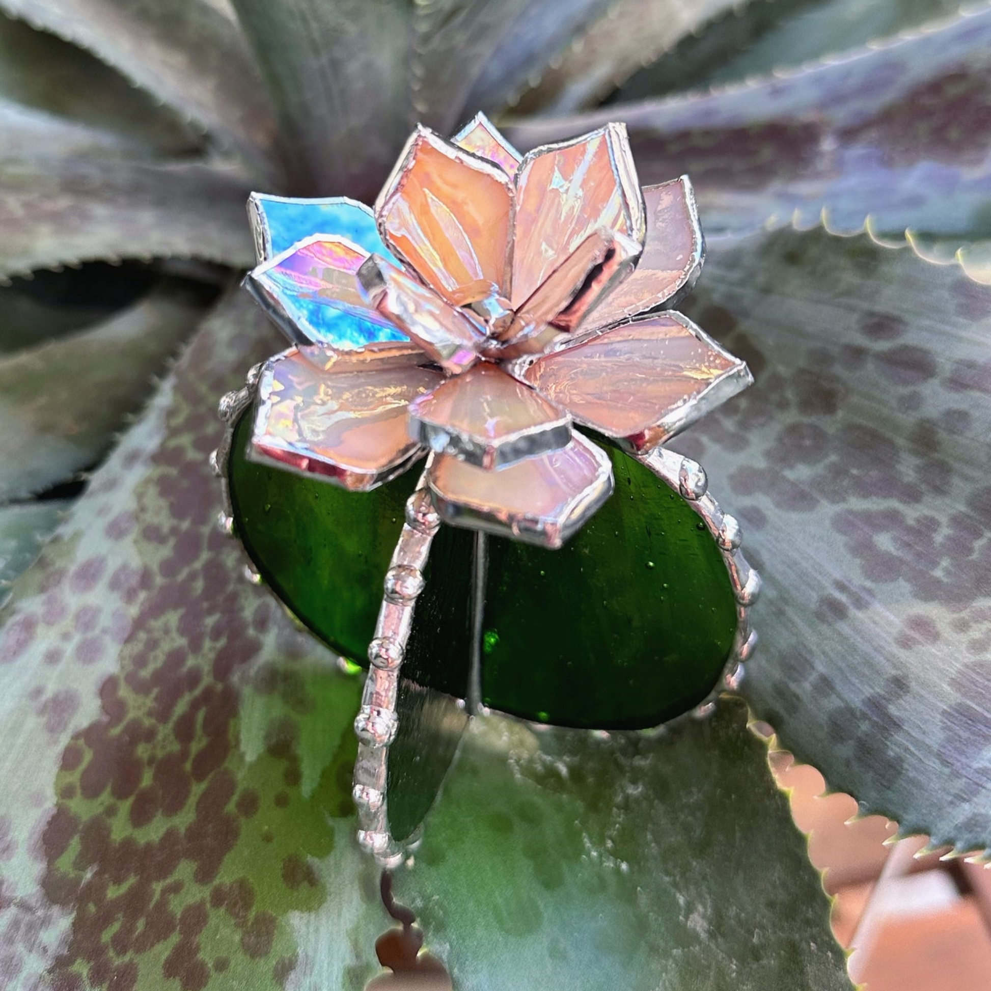 🌵🌈 Handmade Stained Glass Cactus Flower