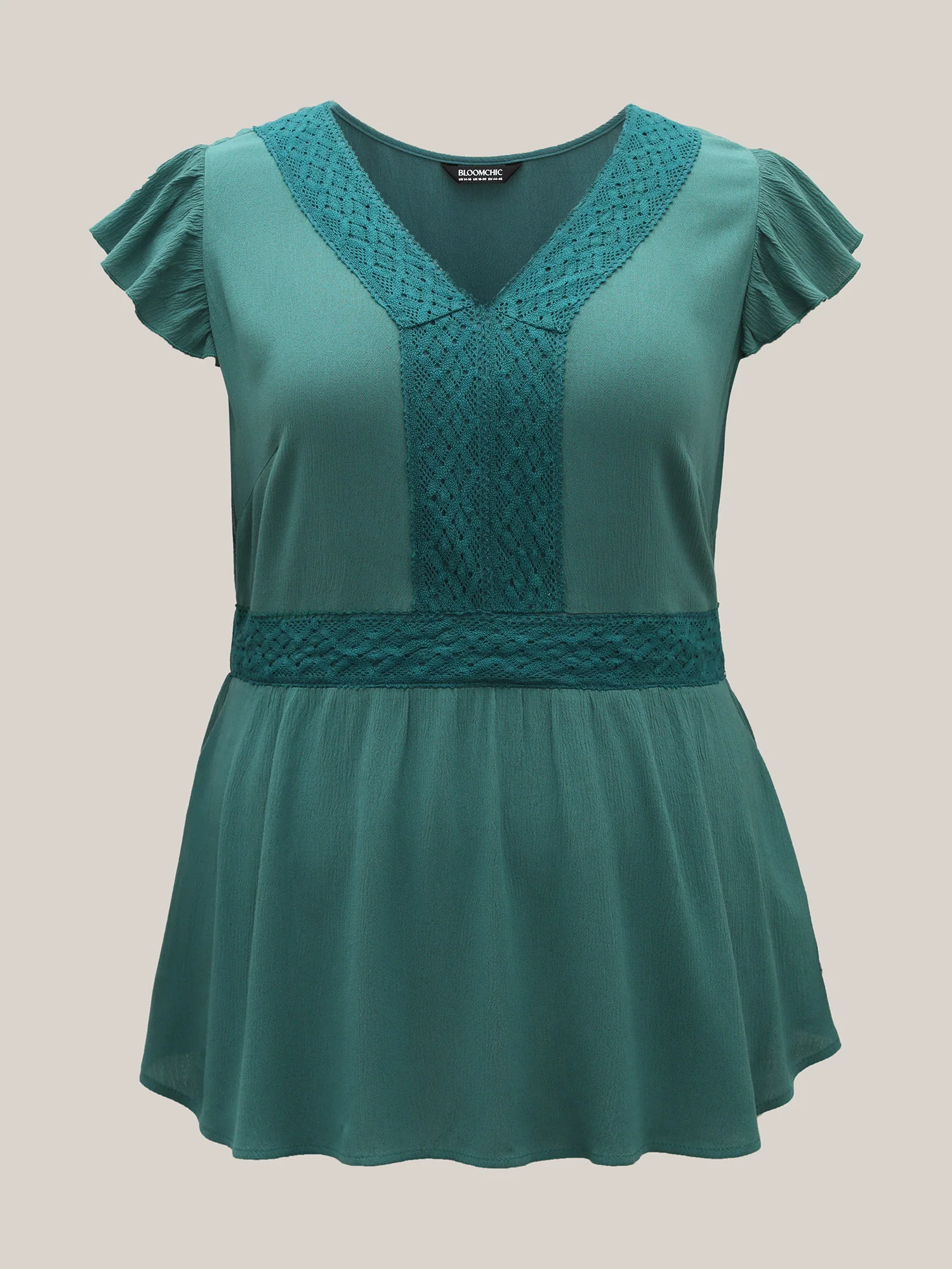 Lace Trim Perfect-Fit Solid Blouse